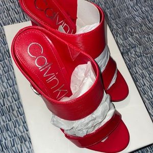 Calvin Klein Shayna Cherry Heels 6 -6.5 (Read Description for correct sizing)